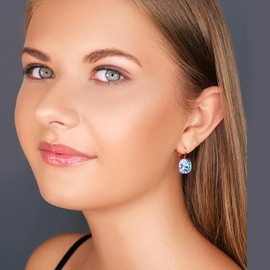 Nobel Schmuck Earrings Rose Gold 925 Sterling Silver Crystals Cushion Cut 12 x 12 mm, Sterling Silver, Crystal