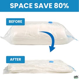 Space Saver (Set of 5) Reusable Vacuum Storage Ziplock Compression Sealer Bags for Travel clothes and home Blankets with hand Pump 2 Small (50x70cm),2 Medium (80x60cm),1 Large(80x 100cm)