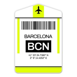 Squiddy Barcelona Airport Code BCN Luggage Tag Style - Vinyl Sticker for Car, Laptop, Notebook (5" high)