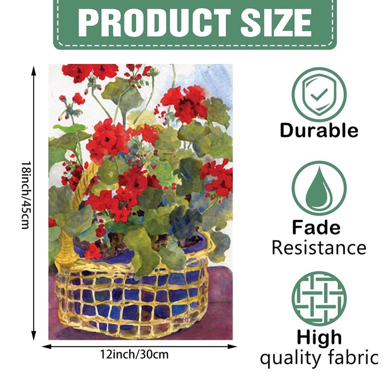 DMERBYL Geranium Basket 12.5 X 18" Decorative Garden Flag