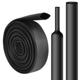 1/2 Inch Heat Shrink Tubing - 5 Ft 3:1Ratio Waterproof Heat Shrink Tubin - Adhesive Lined,Dual Wall Adhesive Shrinkable Wire Wrap Tube - Black