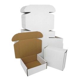 5x5x2" Shipping Boxes, Small Shipping Box White Packaging for Small Business Jewelry Mailer with Lids Flat Corrugated Cardboard Box Lightweight Cute Mailing Boxes Bulk Packaging, 50 Pack
