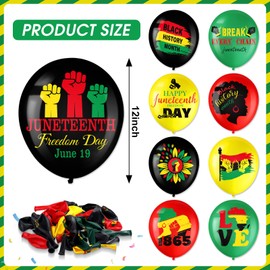 Aoriher 45 Pieces Happy Juneteenth Party Decorations 12 Inch Juneteenth Latex Balloons Freedom Day Party Balloons for Africa American Independence Day 1865 Patriotic Party Favors Supplies
