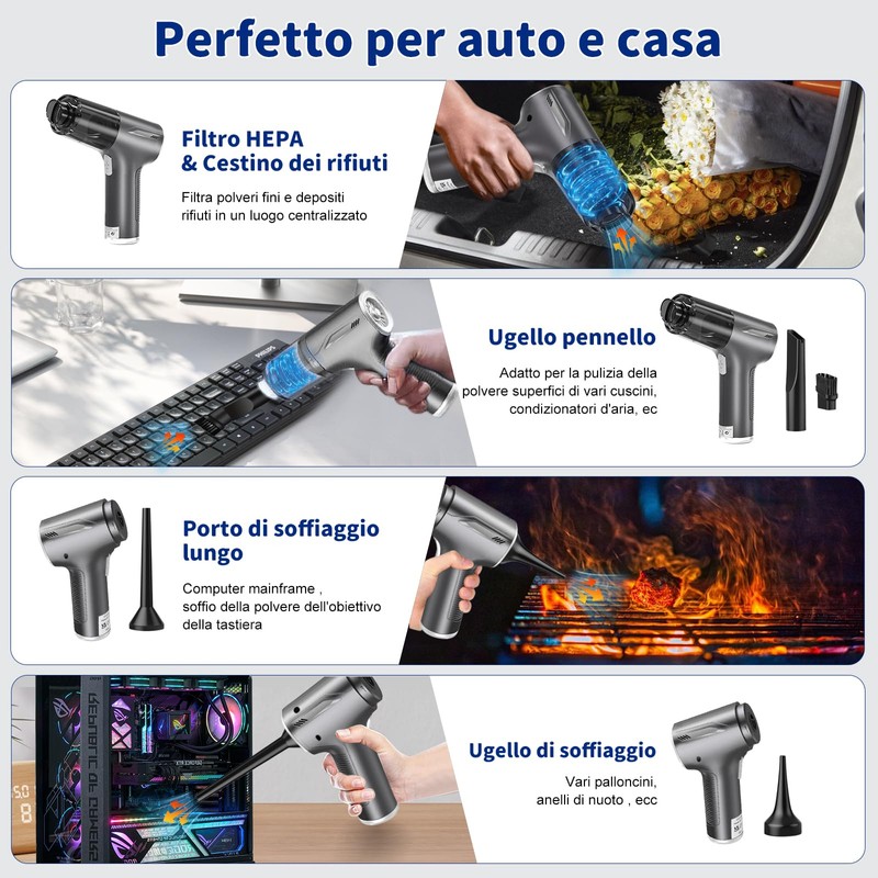 TENGWUDZ Handstaubsauger Kabellos, Mini-Autostaubsauger,