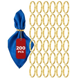 200 Pcs Luxury Gold Napkin Rings Bulk, Round Napkin Rings Buckles