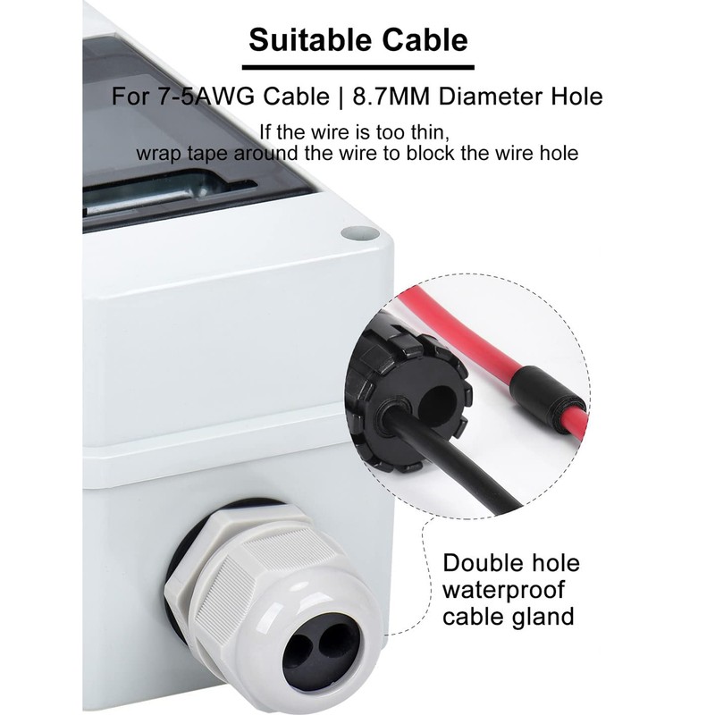 PV Solar Disconnect Switch 2P 40A IP65 Waterproof PA66 Shell