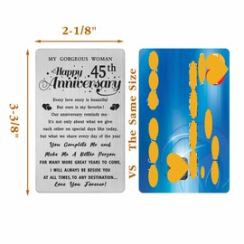 45th Wedding Anniversary Card Gifts for Wife Her, 45 Year Anniversary Card for Wife, Happy 45th Anniversary Card for Her, Woman 45 Year Anniversary Engraved Wallet Card