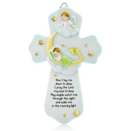Guardian Angel Cross for Wall,Baptism Cross Gifts for Girl and Boy,Angel Baby Decor Baptismal Gifts,Precious Moments Christening Gifts Angel De La Guarda para Niños,Angelitos para Bautizo