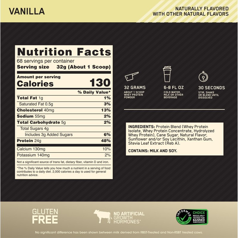 Optimum Nutrition Gold Standard 100% Whey Naturally Flavored Protein Powder