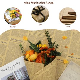 Vintage Retro Nostalgic Brown Kraft Old Newspaper English Decorative Wrapping Paper, Folded Flat 6 Sheets in 6 Colors: 24 sq. ft. ttl, Gift Wrap For Antique Breakables Flower Bouquet Wedding