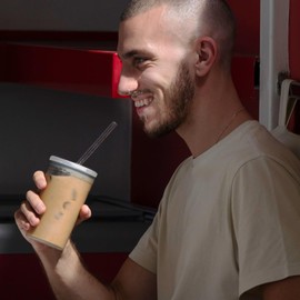 Ecoffee Cup Frio Reusable Cold Drink Cup with Straw – PLA Iced Coffee Tumbler, Melamine Free & Dishwasher Safe – Ideal for Iced Lattes & Frappés - 12oz/350ml