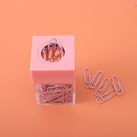 Jowxsx Pink Paper Cilp Dispenser Holder Clear Acrylic Paper Clip Organizers with Magnetic Top Paper Clip Holders for Desk Cute Office Binder Clip, Paper Clip Holders