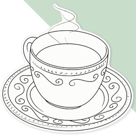 Extra Large 460mm 'Steaming Tea Cup' Permanent Sticker Decal for Cars/Windows/Bins/Walls (DW00138523)