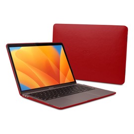 Dreem Euclid MacBook Air Case - 15-Inch Hard Laptop Cover for MacBook Air 2023 (M2), Luxurious Vegan Leather, Top and Bottom Shells for Protection, Slots for USB Ports [Red]