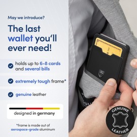 TRAVANDO Swype Slim Wallet for Men Metal RFID Blocking Mens Wallet Card Case (Real Leather Black)