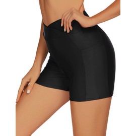 Tournesol Women's Swim Shorts Tummy Control Swimsuit Bottoms High Waisted Bathing Suit Swimwear Boy Shorts with Pocket