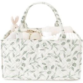 Konssy Baby Diaper Caddy Organizer, Daily Diaper Tote Bag Newborn Baby Essentials Gift for Baby Shower Baby Registry, Portable Stylish Nursey Basket Must Haves for Moms