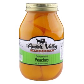Amish Valley Products Old Fashioned Peaches Halves Canned Jarred in 32 oz Glass Jar (2 Quart Jars - 32 oz)
