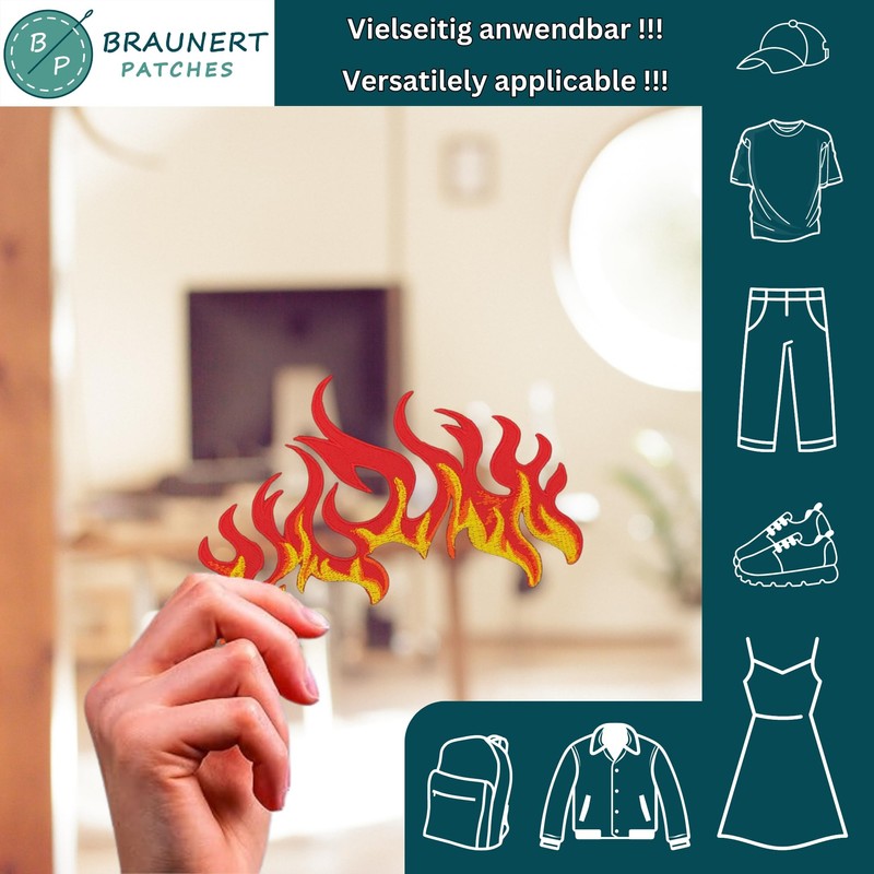 Fire Flames Patch for Iron-On or Sew On Iron-On Patch