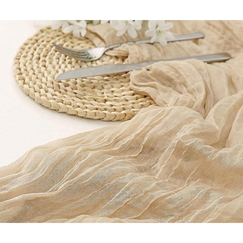 1 Pack Beige 10FT Table Runner Cheesecloth