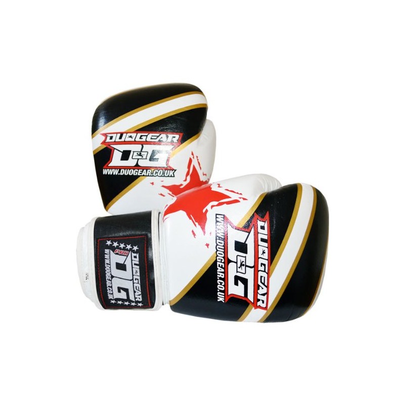 10oz WHITE 'S and S' LEATHER MUAY THAI KICKBOXING BOXING