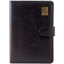 2019 5 Year Undated Leather Look A5 Week To View Padded Diary Black