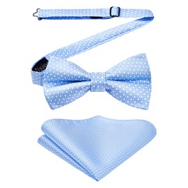 Enlision Men's Bow Tie with Pocket Square - Bow Ties for Men Wedding Pre-Tied Bow Suit Bow Tie and Handkerchief Set with Gift Box, sky blue