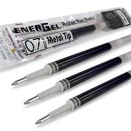 Pentel Ersatz-Tintenpatrone, 4 x 0,7 mm, Metallspitze LR7, Schwarz, passend für Energel Xm, BL77/BL57/BL37