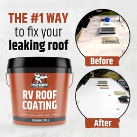 Liquid Rubber RV Roof Sealant- Professional-Grade Solar Reflective Flexible Waterproof Membrane Coating for EPDM, TPO, Fiberglass & Aluminum Camper & Travel Trailers- Brilliant White, 1 Gallon