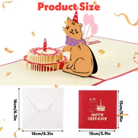 AOUZO Pop Up Card Birthday, Funny 3D Birthday Card, Cat Happy Birthday, Unique and Creative Card, Cat Popup Card for Women, Men, Girls, Boys, Cat Lovers, Birthday Card (Got)