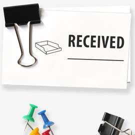 Self-Inking Received with Box Stamp, Ink Stamps for Business, Up to 5K Impressions, Available in 11 Ink Colors, Reinkable, Easy Press and Print Stamping, Size Approx 1/2" x 1-1/2"