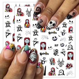 Mtruil 3 Sheet Halloween Nail Stickers Skeleton Spider Web Nails Sticker
