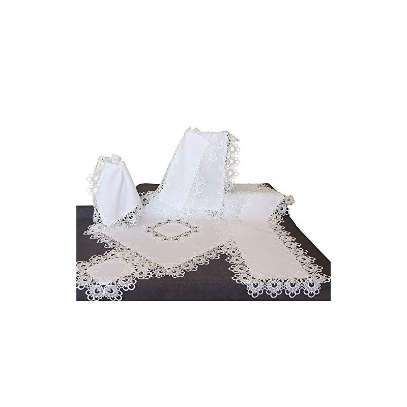 matches21 Tablecloth, Table Cloth with Elegant Embroidery and Filigree Lace,