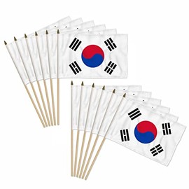 South Korea 12x18in Stick Flag - 1 dozen pack