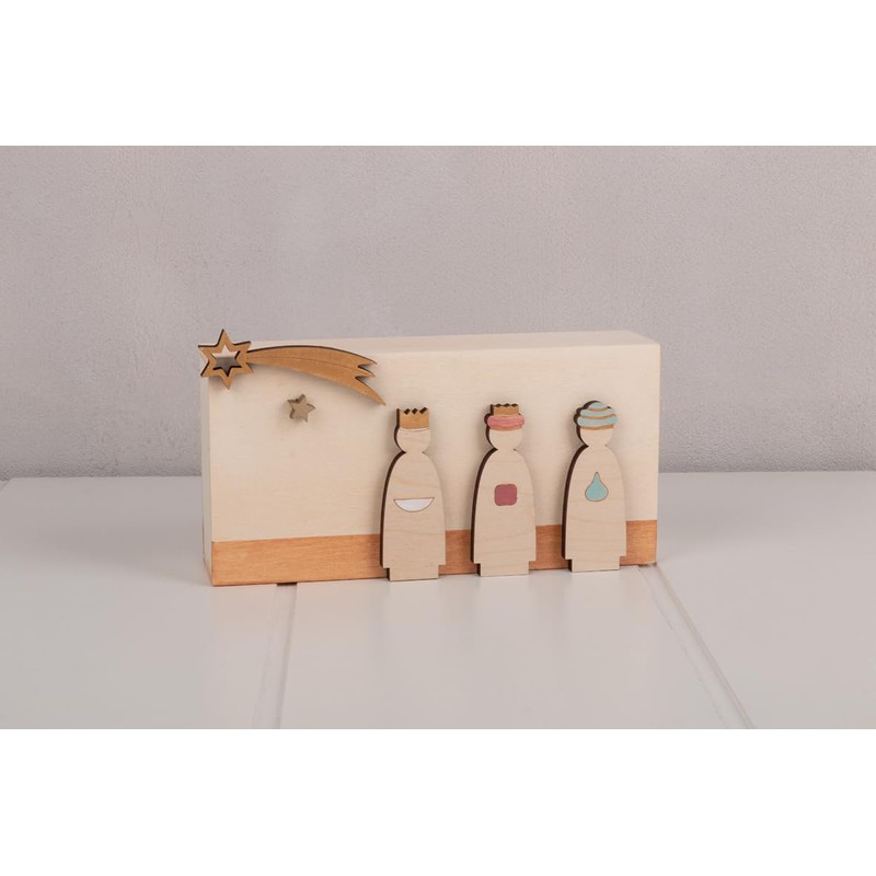 Rayher 64538505 Nativity Figures, Flat, Wooden Decoration, 3D Motifs, FSC