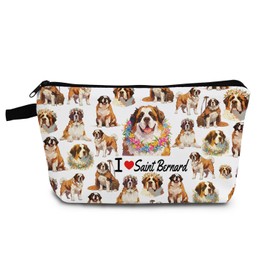 YULUENZE Funny Saint Bernard Gift I Love Saint Bernard Makeup Bag Cute Small Organizer Bag with Zipper Saint Bernard Puppy Toiletry Cosmetic Bag Birthday Gifts for Saint Bernard Lovers Women Friends
