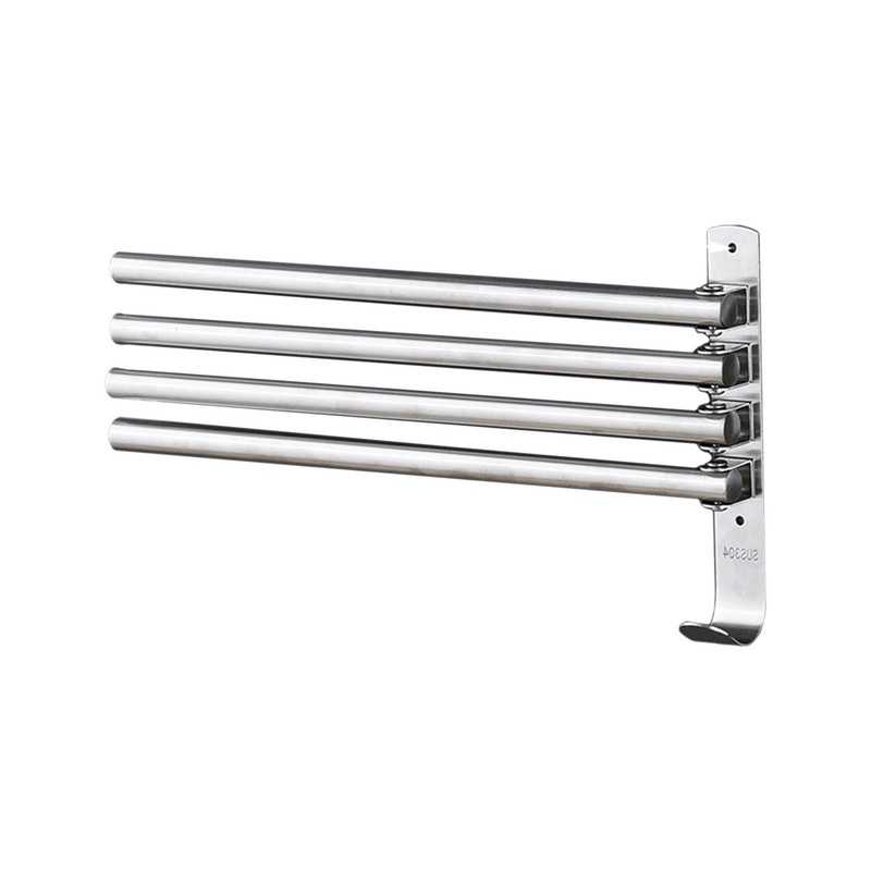 Swivel Out Towel Racks with Hooks 4-Bars Foldable Arms Bath