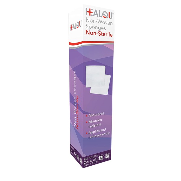 HEALQU Compresses - Gauze Dressings 200 Pack (4-Ply | 5 x 5 cm) - Extra Absorbent Non-Sterile Non-Woven Non-Woven Dressings for Wound Care as well as Cleaning & Preparation of Wounds