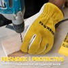 FEISHDEK Heavy Duty Cowhide Leather Work Gloves for Men, Truck