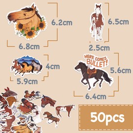COLOFALLA Pack of 50 Horse Stickers for Children Stickers Waterproof Craft Decoration for Children's Birthday Bottle Laptop Album Bicycle Party Bag Gifts Youth Initiation Boys Girls Teenagers