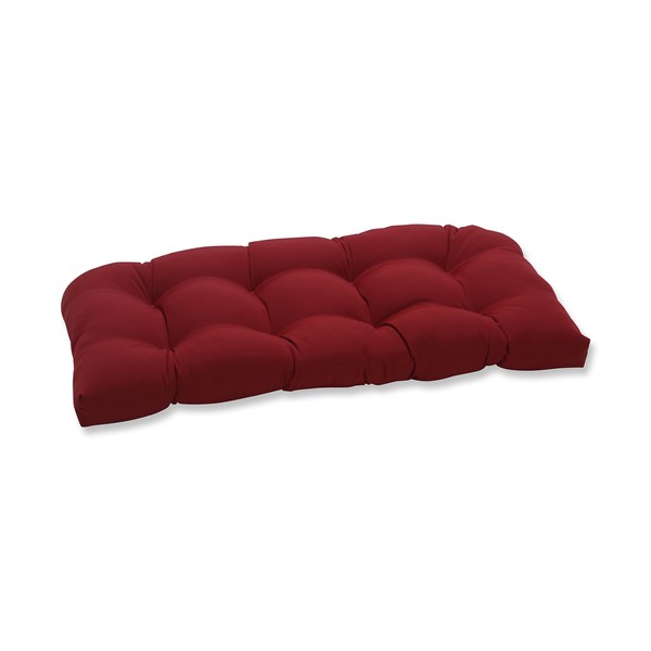 Pillow Perfect Outdoor/Indoor Pompeii Tufted Loveseat Cushion, 44" x 19", Red