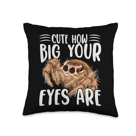Cute How Big Your Eyes Are - Jumping Spiders - Kawaii Pet Throw Pillow