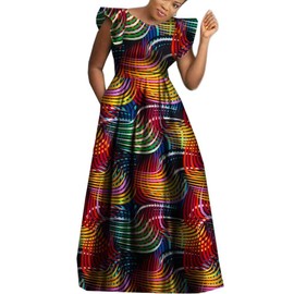 LONLISCO African Women's Slim Fitting Sexy Long Dress with African Print Suitable for Daily Gatherings