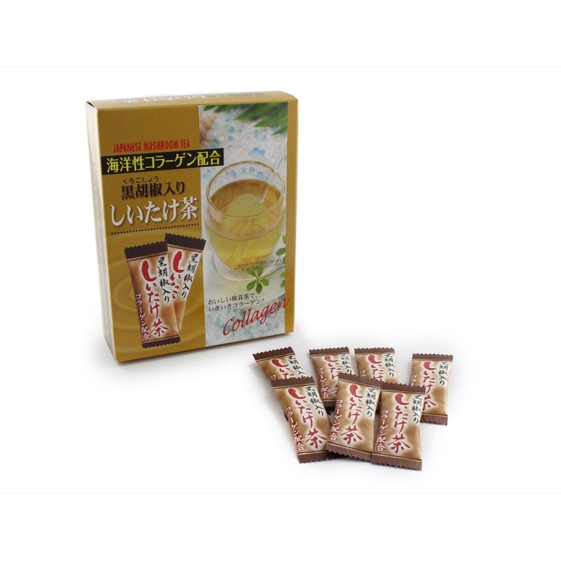 Nihonsanmi MT-SIITAKECYA Shiitake Tea with Black Pepper, Marine Collagen Blend,