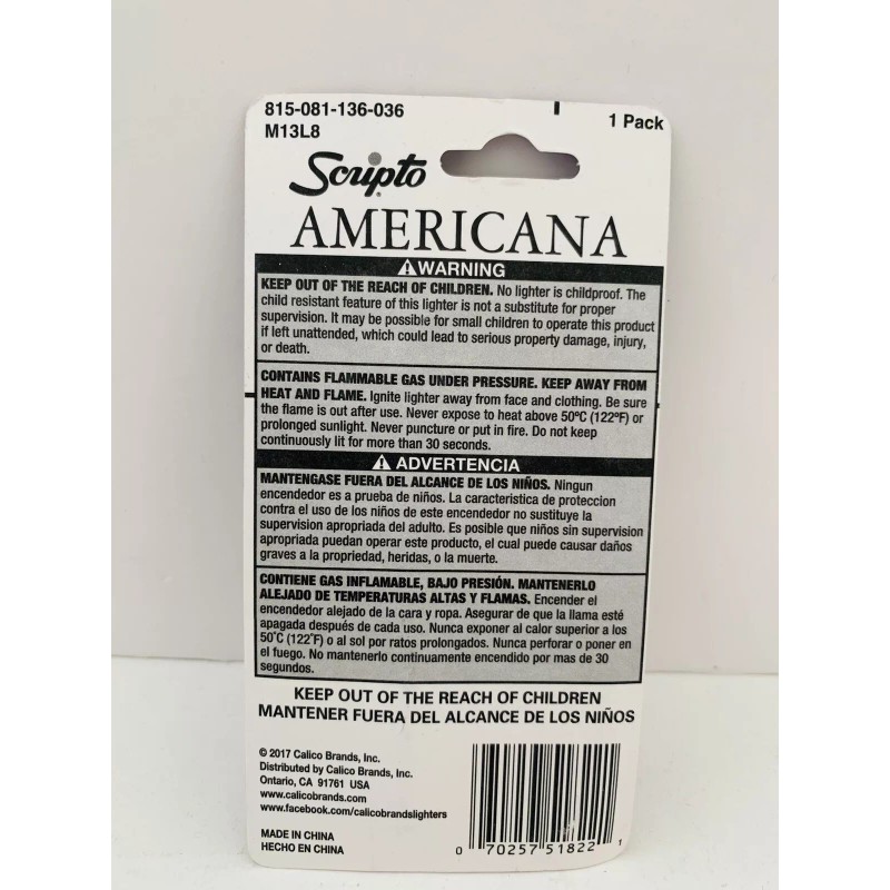 Scripto Americana Premium Quality Lighter *Statue of Liberty Design*