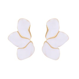 Irregular Petal Earring For Women Statement Unique Flower Earrings Jewelry Gift (White 1)