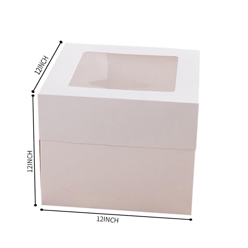 KoberrLi 2 Pack Cake Boxes with Ribbons 12x12x12 inch Tall