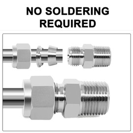 ChillWaves 304 Stainless Steel Compression Tube Fitting, 3/8" OD x 3/8" NPT Male Compression Union Connector(5-PACK)