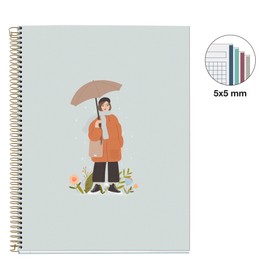 Miquelrius MR46622 A4 Recycled Squared Notebook 5mm 120 Sheets 4 Coloured Stripes Spiral Bound Nordic Melody Collection