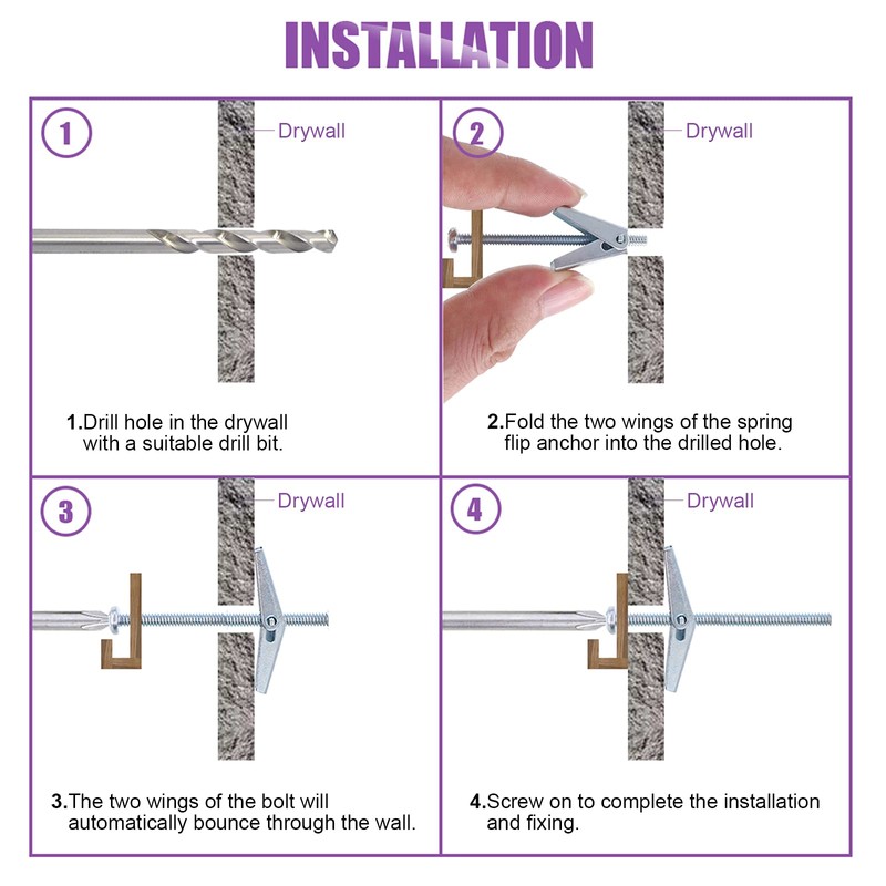 Swpeet Toggle Bolt and Wing Nut Kit for Hanging Heavy